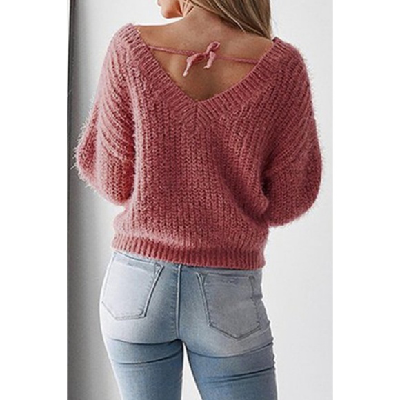 New Madison V-Neck Loose Sweater - Picture 3 of 6